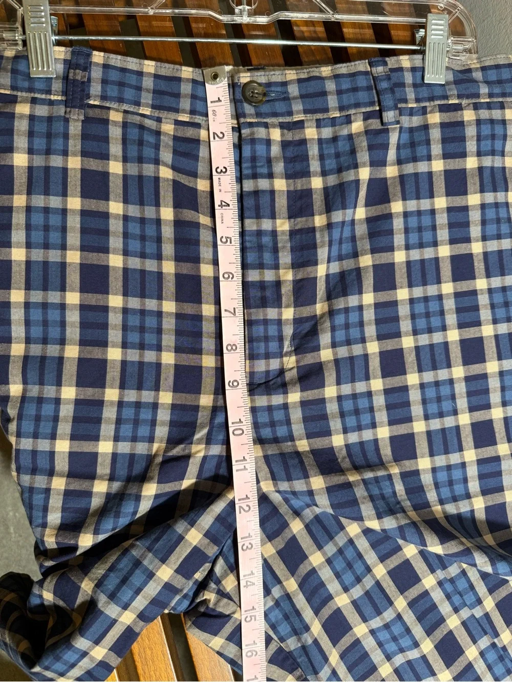 Banana Republic Blue and White Plaid Flat Front Shorts Golf School Preppy